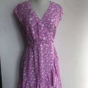 J.Crew Light Purple Floral V-Neck Dress Size 4